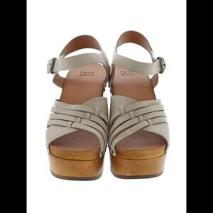 Anthropologie Frye Greta Clog Sandals in White Leather Size 7.5